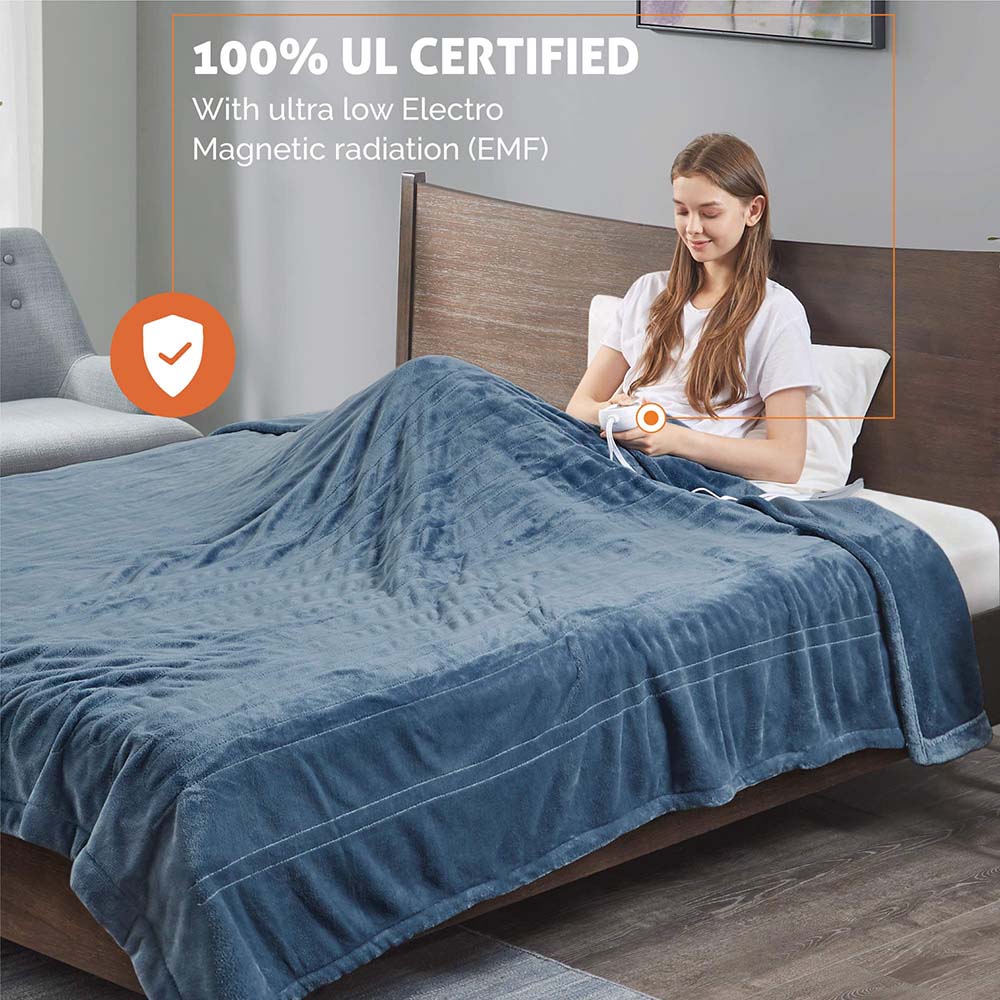 Worldgrowing 100" x 90" Electric Blanket for Bed | Machine Washable | UL Certified