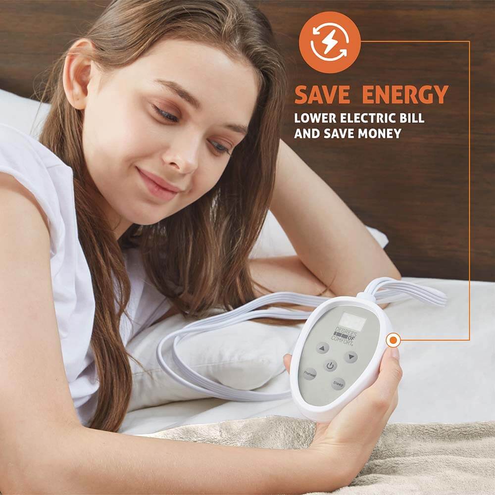 Worldgrowing 100" x 90" Electric Blanket for Bed | Machine Washable | UL Certified