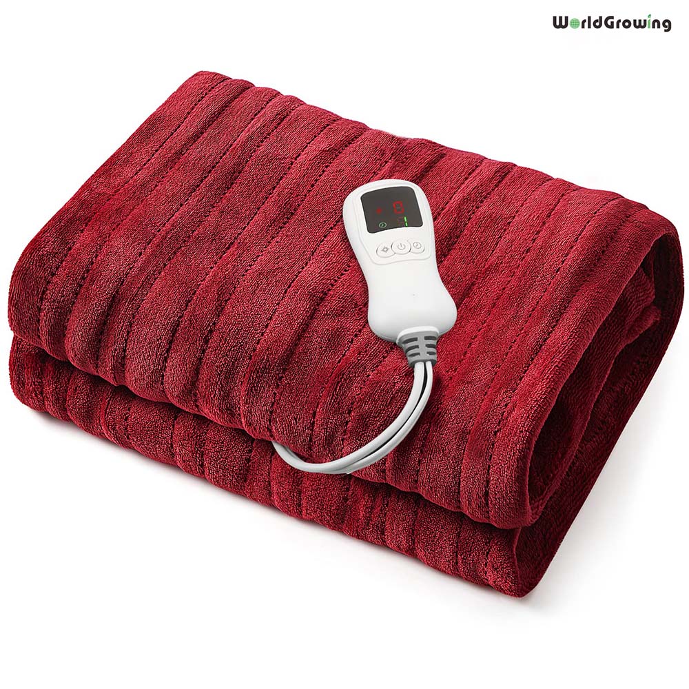 Worldgrowing 62"x84" Electric Blanket for Home & Office | Flannel Fast Heating