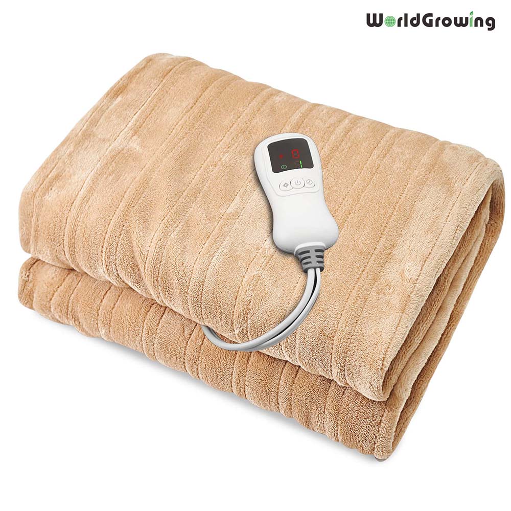Worldgrowing 62"x84" Electric Blanket for Home & Office | Flannel Fast Heating