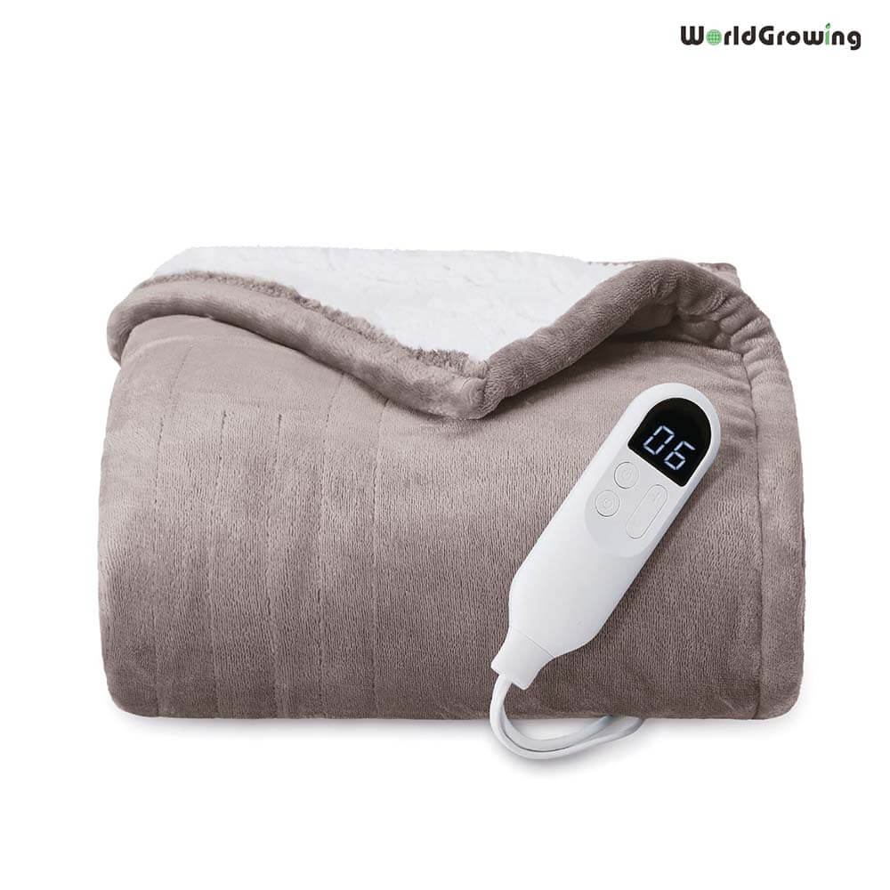 Worldgrowing Electric Blanket 72"×84" for Home & Office | Auto Shut Off