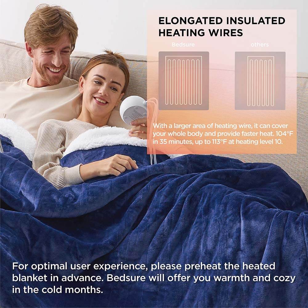 Worldgrowing Soft Electric Blanket 84" x 90" for Home & Office | Fleece Heating Blanket